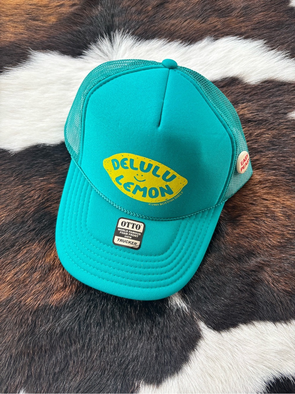OTTO Teal Trucker Hat with Yellow Delulu Lemon Logo